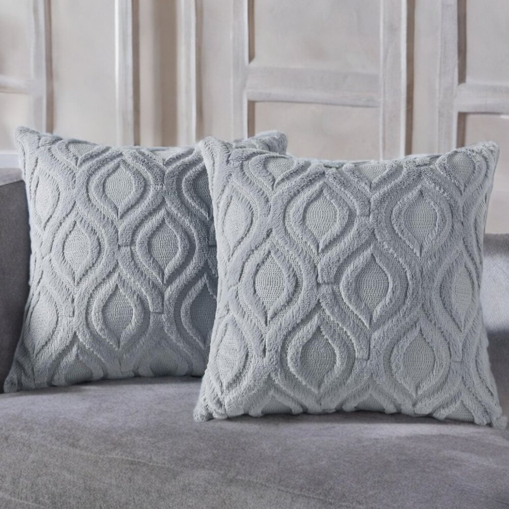 Decorative Pillow Covers Set Boho Gray Soft Accent Couch Cottage Decor 18x18